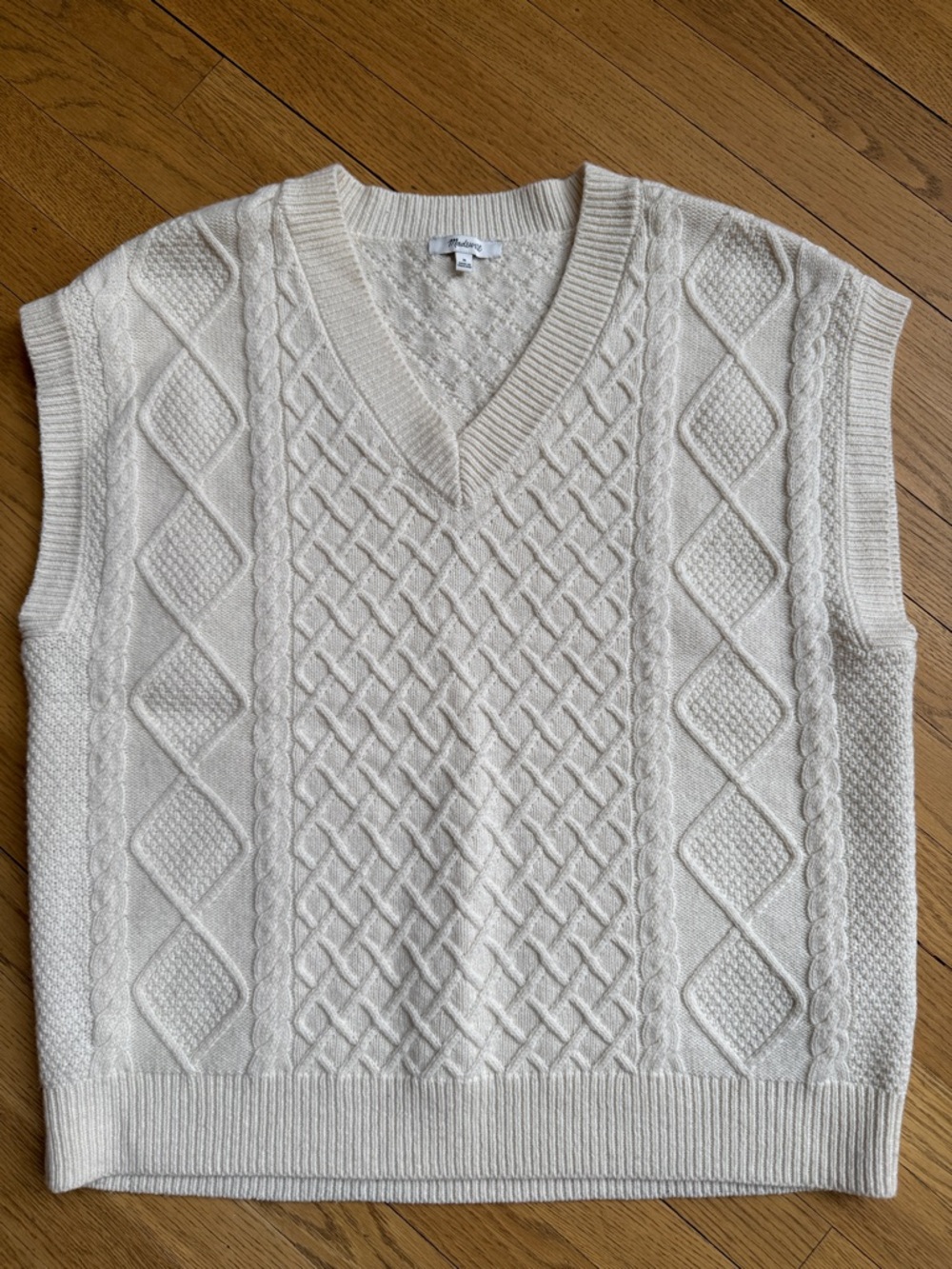 Madewell Womens Cable-Knit V-Neck Sweater Vest